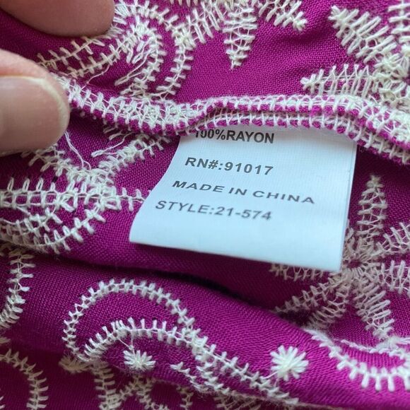 Solitaire Embroidered Top Boho Women’s Small  Handcrafted Fuchsia Pink Tunic - Picture 8 of 10